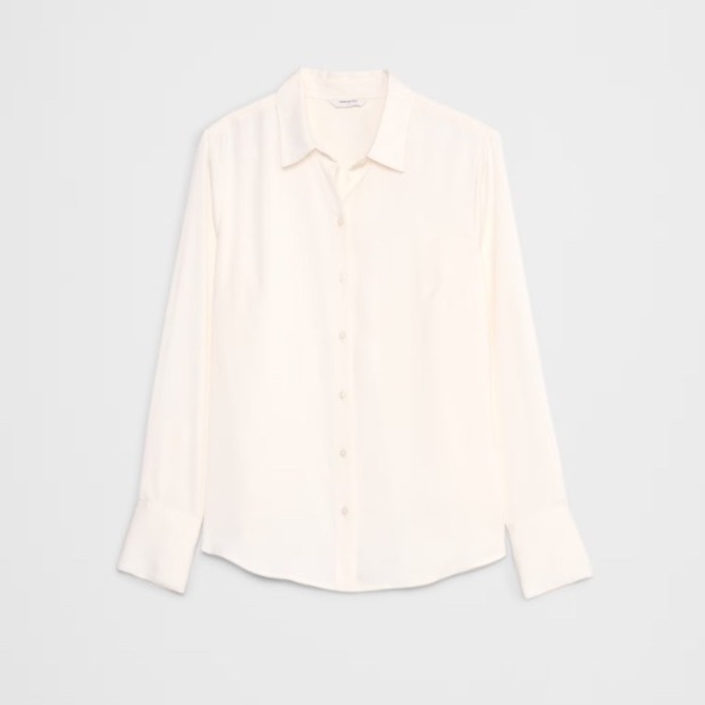 Banana Republic Silky Classic Blouse Snow Day White XXL New With‎ Tags